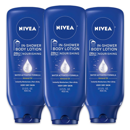  NIVEA Nourishing In-Shower Body Lotion - Non-Sticky For Dry to Very Dry Skin - 13.5 fl. oz. Bottle