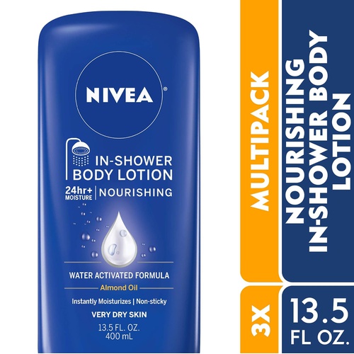  NIVEA Nourishing In-Shower Body Lotion - Non-Sticky For Dry to Very Dry Skin - 13.5 fl. oz. Bottle