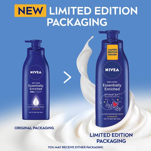  NIVEA Essentially Enriched Body Lotion - Pack of 6, 48 Hour Moisture For Dry to Very Dry Skin - 2.5 fl. oz. Bottles