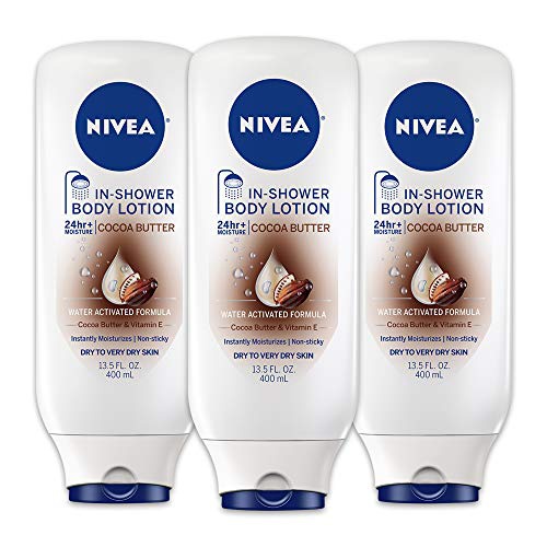  NIVEA Cocoa Butter In-Shower Body Lotion - Non-Sticky For Dry to Very Dry Skin - 13.5 oz. Bottle