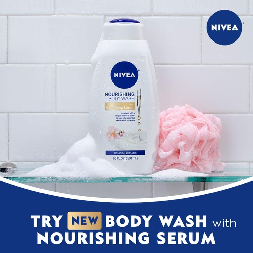  NIVEA Nourishing Botanical Blossom Body Wash - with Nourishing Serum - 20 Fl. Oz. Bottle