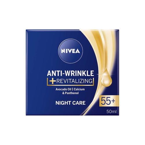  Nivea Anti-wrinkle + revitalizing night care face cream anti-aging 55+ with avocado oil, calcium and panthenol 50ml / 1.69 oz