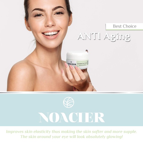  Noacier Cucumber Eye Cream for Dark Circles and Puffiness with Hyaluronic Acid and Vitamins - Anti Anging, Firming, Wrinkle Treatment