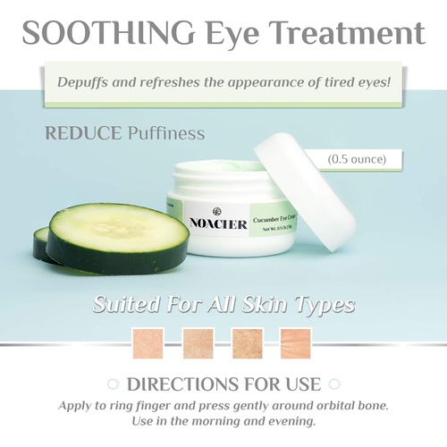  Noacier Cucumber Eye Cream for Dark Circles and Puffiness with Hyaluronic Acid and Vitamins - Anti Anging, Firming, Wrinkle Treatment