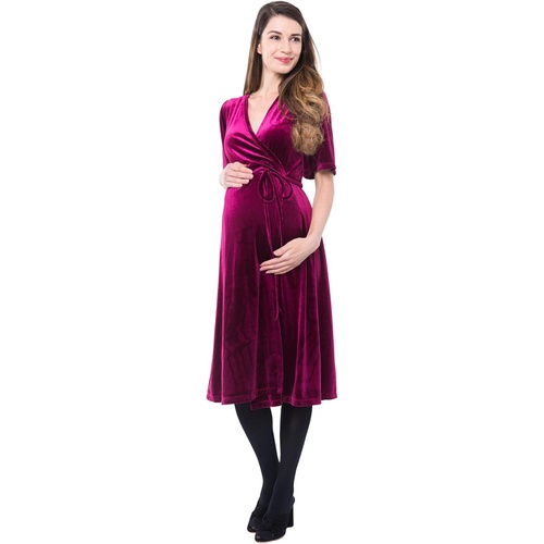  NOM Maternity Genevieve Maternity + Nursing Velvet Wrap Dress