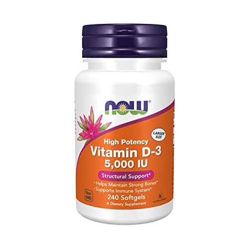  NOW Supplements, Vitamin D-3 5,000 IU, High Potency, Structural Support*, 240 Softgels