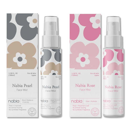  Nabia Hydrating Face Mist Set. Rose + Pearl Face Mist (Set of 2, each 3.38 Fluid Ounce)