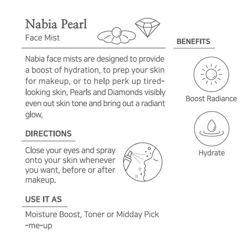  Nabia Hydrating Face Mist Set. Rose + Pearl Face Mist (Set of 2, each 3.38 Fluid Ounce)