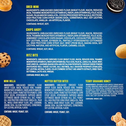 Nabisco Variety Pack (NABJF) OREO Mini Cookies, CHIPS AHOY Mini Cookies, RITZ Bits Cheese Crackers, Teddy Grahams Honey, Nutter Butter Bites, Mini Nilla Wafers Cookies Go-Cup Variety Pack, 14 Go-Cups