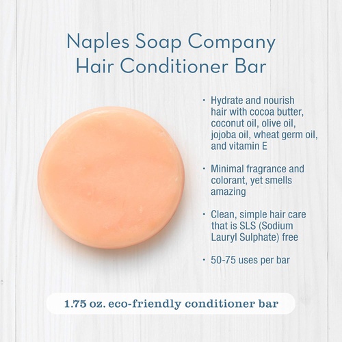  Naples Soap Company Naturally Better Skin Care Naples Soap Company, Protein Enriched, 50-75 Use, Solid Hair Conditioner Bar, Eco-Friendly Haircare, Helps Ensure Vibrant, Healthy Hair, All Hair Types, Florida Fresh, 2.25 oz