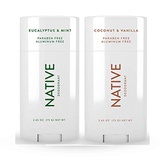Native Deodorant - Natural Deodorant For Women and Men - 2 Pack - Aluminum Free, Free of Parabens - Contains Probiotics - Coconut & Vanilla And Eucalyptus & Mint