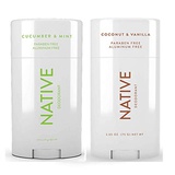 Native Deodorant - Natural Deodorant For Women and Men - 2 Pack - Aluminum Free, Free of Parabens - Contains Probiotics - Coconut & Vanilla And Cucumber & Mint