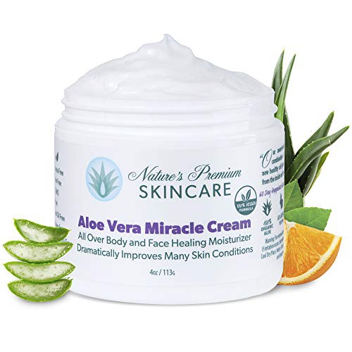  Nature's Premium Skin Care Natural and Organic Face Moisturizer Cream - 100% Organic Aloe Vera - Face Cream for Women - Aloe Vera Cream for Sensitive and Dry Skin - Anti Aging Face Moisturizer for Women and