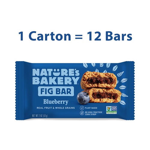  Natures Bakery Nature’s Bakery Whole Wheat Fig Bars, Blueberry, Real Fruit, Vegan, Non-GMO, Snack bar, Twin packs- 12 count