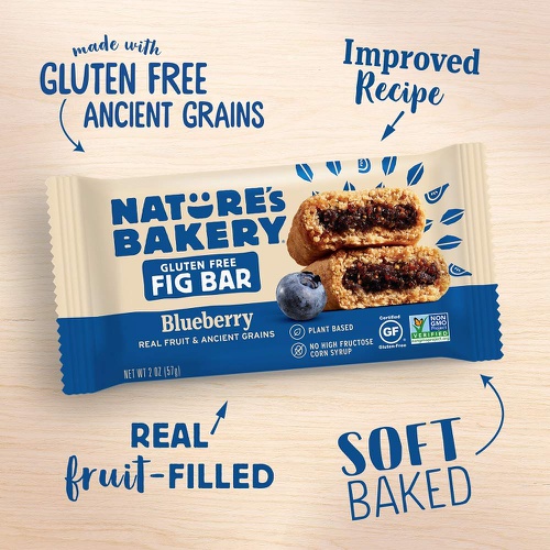  Natures Bakery Nature’s Bakery Gluten Free Fig Bars, Blueberry, Real Fruit, Vegan, Non-GMO, Snack bar, 6 boxes with 6 twin packs (36 twin packs)