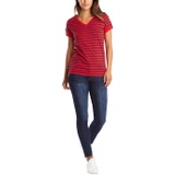 Nautica Womens Easy Comfort V-Neck Striped Supersoft Stretch Cotton T-Shirt