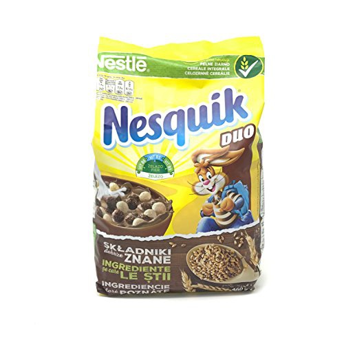  Nestle Nesquik DUO Chocolate Breakfast Cereal, 460g/16.2oz, Imported from Europe (Nesquik DUO, 460g)