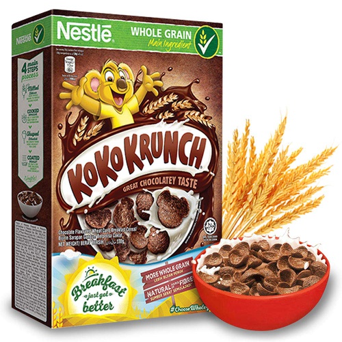  NESTLE KOKO KRUNCH Breakfast Cereal (New Recipe) - Healthy Whole Grain Choco Crunch with Wheat Chocolate Curl - This Wheat Coco Cereal Has MORE Fiber and LESS Sugar - Imported from