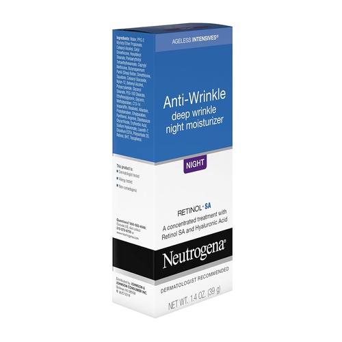  Neutrogena Ageless Intensives Anti-Wrinkle Retinol Cream with Hyaluronic Acid - Night Moisturizer Cream with Retinol, Vitamin E, Glycerin, Hyaluronic Acid, and Shea Butter, 1.4 oz