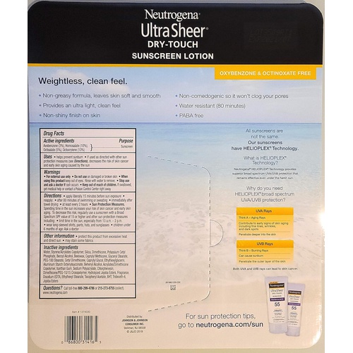  Neutrogena Ultra Sheer Spf 55 Sunscreen Light Weight Clean Feel 5.0 Fl Oz +3.0 Fl Oz Net Wt 8 Fl Oz
