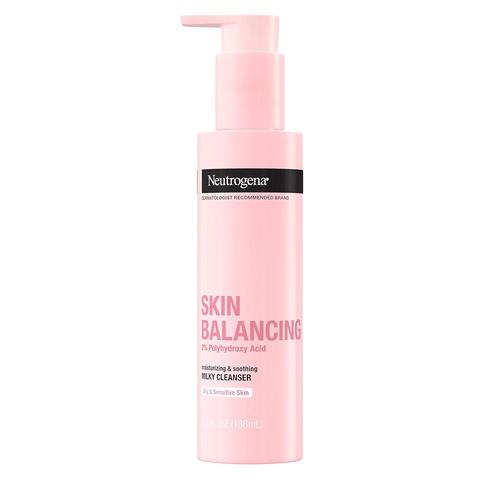  Neutrogena Skin Balancing Milky Cleanser with 2% Polyhydroxy Acid (PHA), Soothing & Moisturizing Face Wash for Dry & Sensitive Skin, Paraben-Free, Soap-Free, Sulfate-Free, 6.3 oz