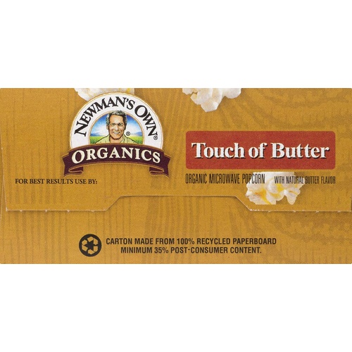  Newmans Own Organics Microwave Popcorn, Touch of Butter, 8.4oz (Pack of 12)