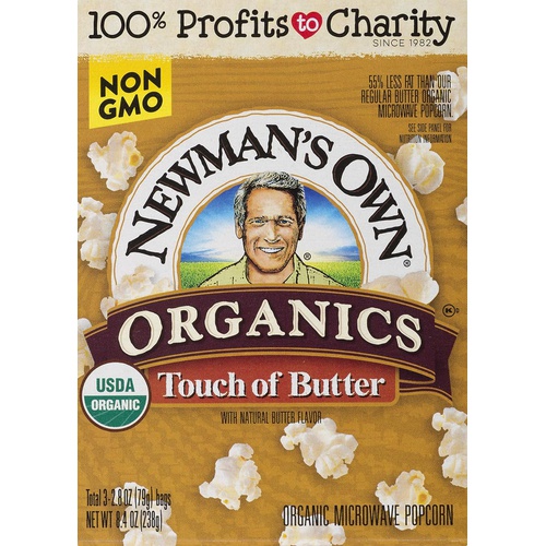  Newmans Own Organics Microwave Popcorn, Touch of Butter, 8.4oz (Pack of 12)