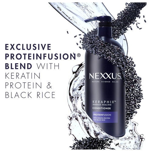  Nexxus Conditioner for Damaged Hair Keraphix with ProteinFusion Silicone-Free Conditioner with Keratin Protein and Black Rice 33.8 Fl Oz