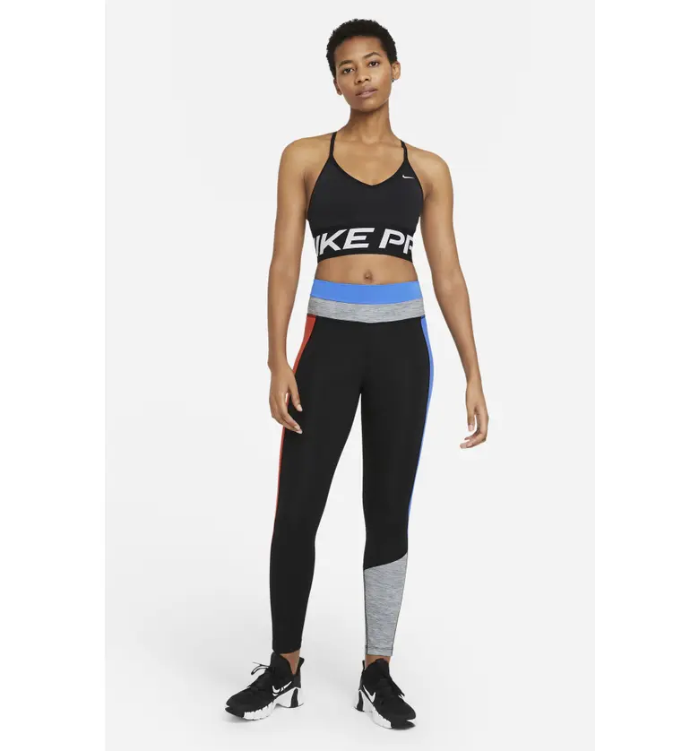나이키 Nike Colorblock Dri-FIT 7u002F8 Leggings_BLACK/ BLUE/ CHILE RED/ WHITE