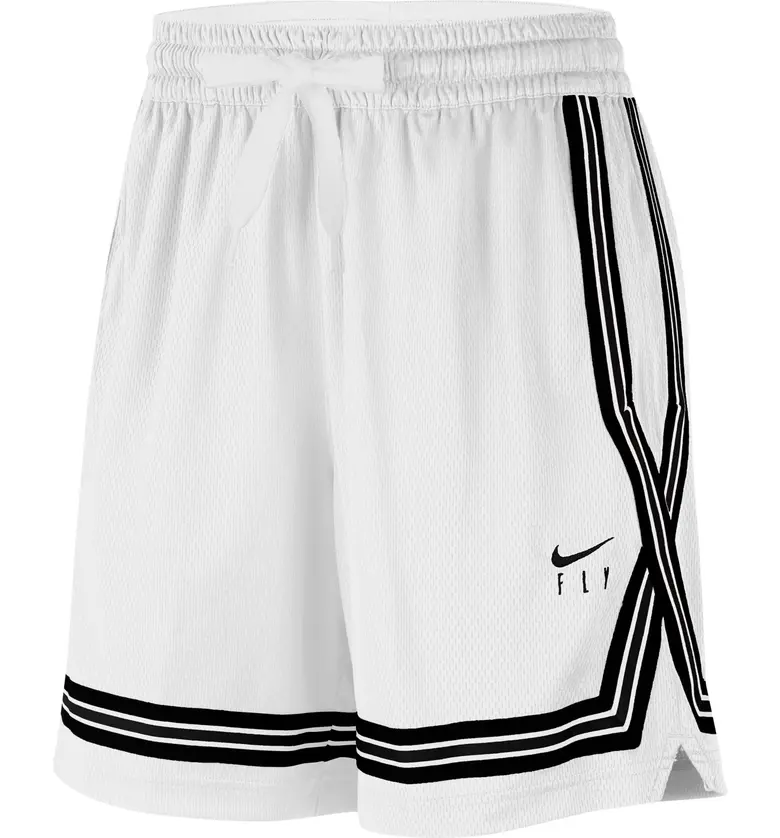 나이키 Nike Dri-FIT Swoosh Fly Basketball Shorts_WHITE/ BLACK