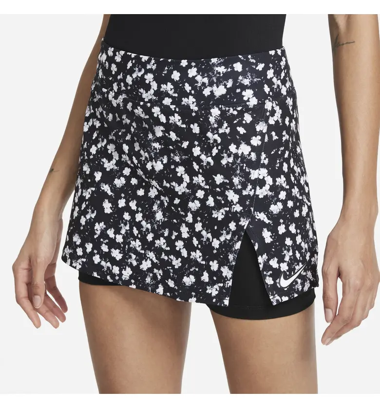 나이키 Nike NikeCourt Dri-FIT Victory Print Tennis Skirt_BLACK/ BLACK/ WHITE