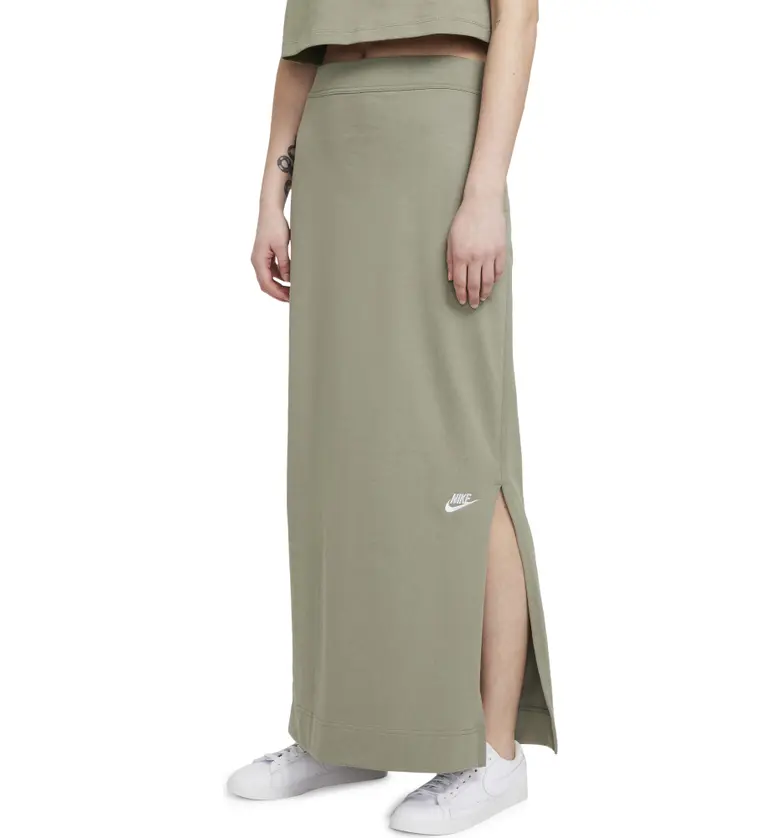 나이키 Nike Sportswear Jersey Maxi Skirt_LIGHT ARMY/ WHITE