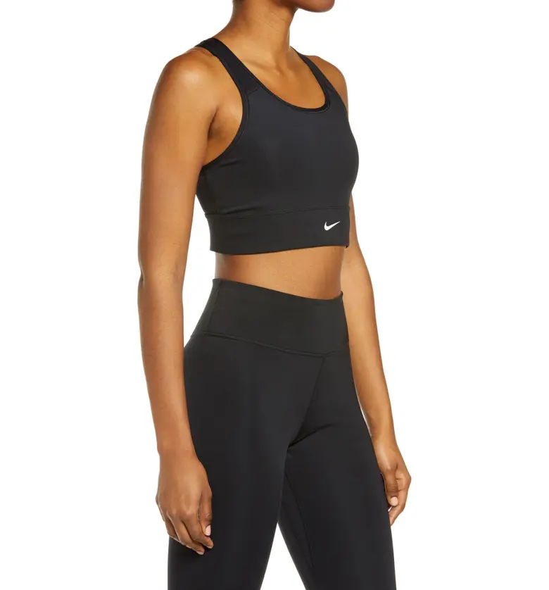 나이키 Nike Dri-FIT Swoosh Padded Longline Sports Bra_BLACK/ WHITE