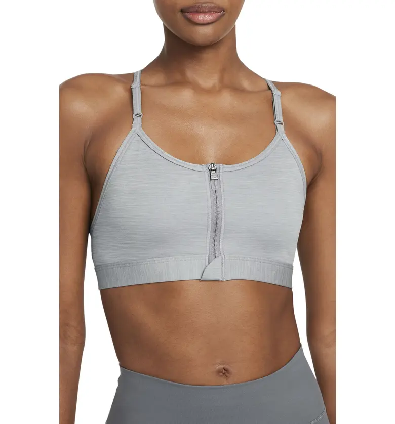 Nike Dri-FIT Indy Zip-Front Sports Bra_PARTICLE GREY/ HEATHER/ BLACK