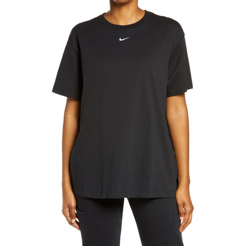 나이키 Nike Essential Embroidered Swoosh Cotton T-Shirt_BLACK/ WHITE