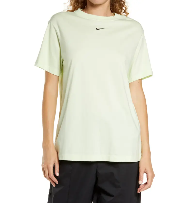 나이키 Nike Essential Embroidered Swoosh Cotton T-Shirt_LIME ICE/ BLACK