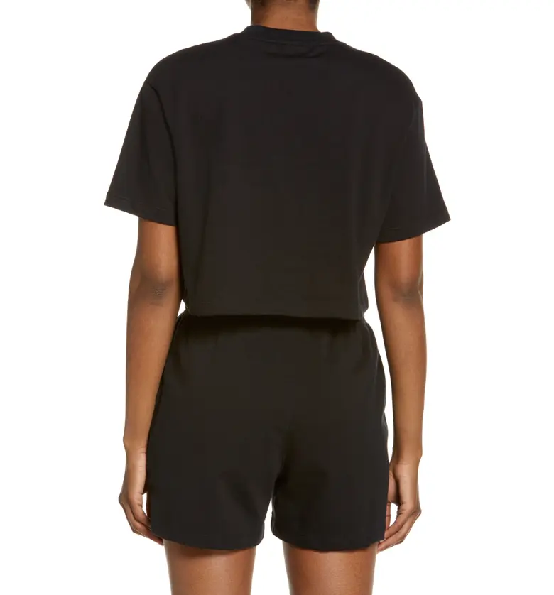 나이키 Nike Sportswear Short Sleeve Jersey Crop Top_BLACK/ WHITE