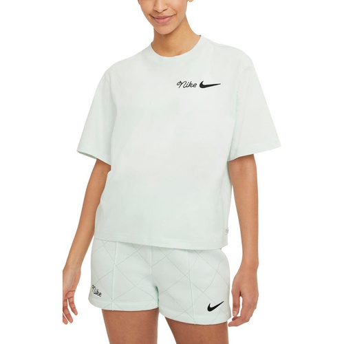 나이키 Nike Sportswear Embroidered Boxy T-Shirt_BLACK/ WHITE/ SIREN RED/ WHITE