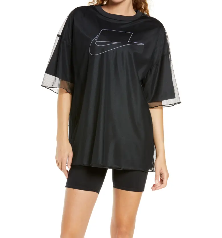 나이키 Nike Sportswear NSW Tulle T-Shirt_BLACK/ OFF NR/ OFF NR/ WHITE
