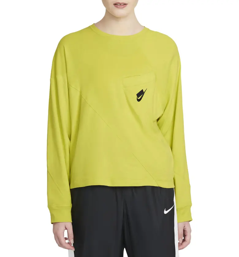 나이키 Nike Sportswear Pocket Long Sleeve Top_HIGH VOLTAGE/ BLACK