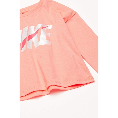 나이키 Nike Kids Nike Metallic Logo Long Sleeve Boxy T-Shirt (Toddleru002FLittle Kids)