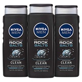NIVEA Men Deep Rock Salts Body Wash - Exfoliating Deep Clean with Himalayan Salt - 16.9 fl. Oz. Bottle (Pack of 3)