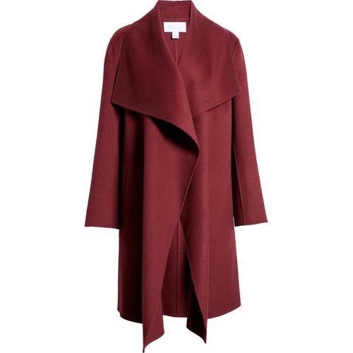 노드스트롬 Nordstrom Signature Cascade Collar Double Face Wool & Cashmere Coat_BURGUNDY TANNIN