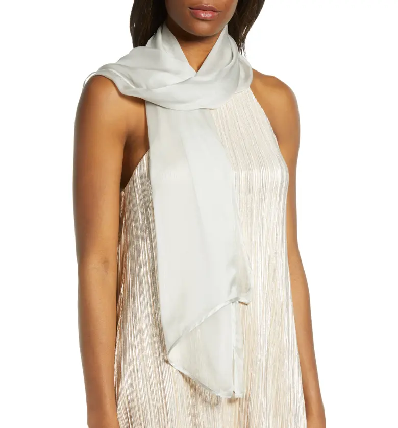 노드스트롬 Nordstrom Silk Chiffon Wrap_SILVER