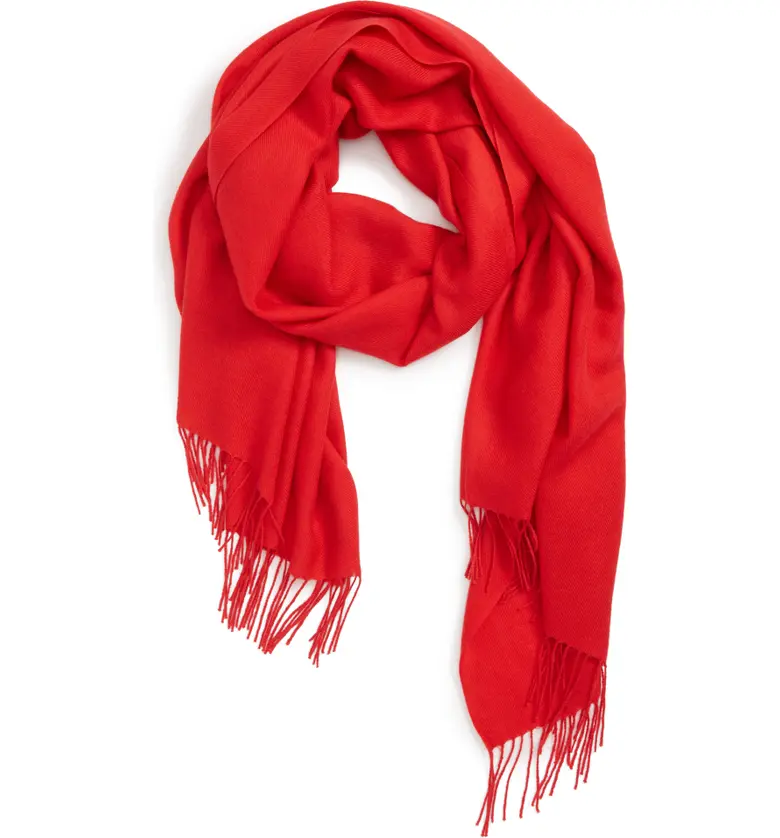 노드스트롬 Nordstrom Tissue Weight Wool &?Cashmere Scarf_RED CHINOISE