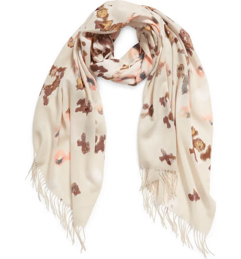 노드스트롬 Nordstrom Tissue Print Wool & Cashmere Wrap Scarf_BEIGE IKAT MARKS