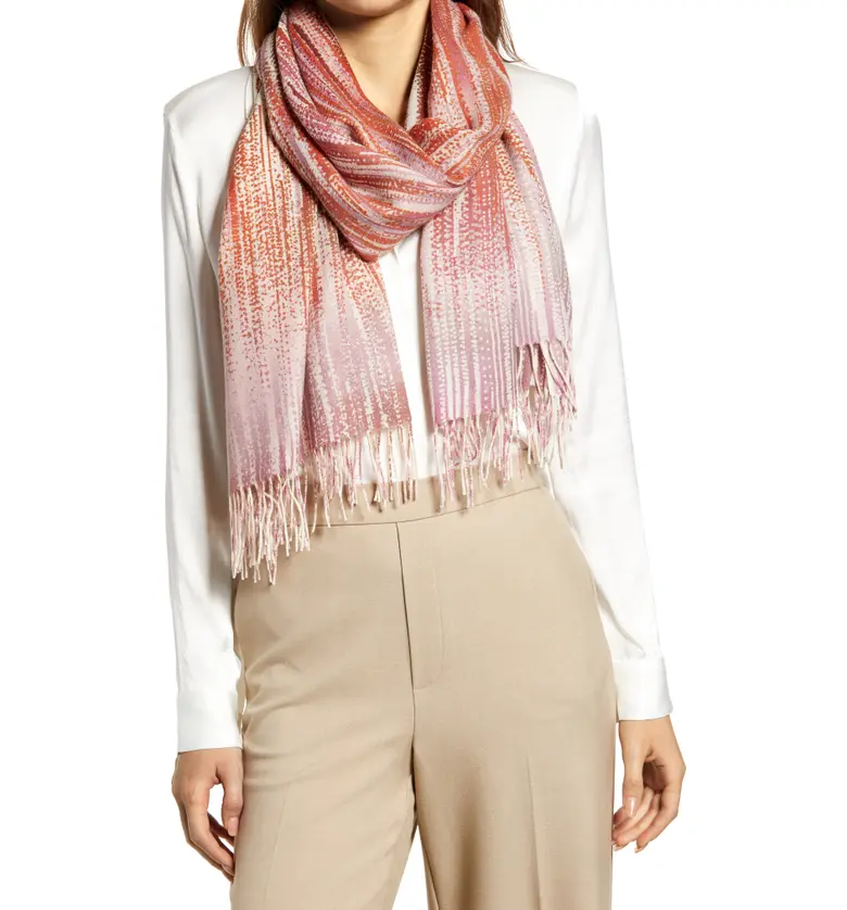 Nordstrom Tissue Print Wool & Cashmere Wrap Scarf_PINK DOTTED WATERFALL