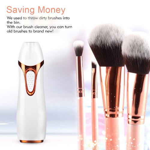  Novovo Electric Makeup Brush Cleaner and Dryer, Automatic Brush Cleaner with 8 Size Rubber Collars, Cleaning Brushes In Seconds, Skin Health Protector, Girlfriend Gift (White)