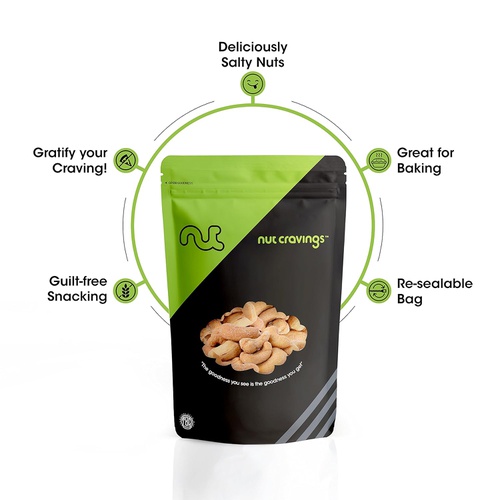  Nut Cravings Roasted Cashews Slightly Salted - Jumbo, Whole (80oz - 5 Pound) Packed Fresh in Resealble Bag - Nut Trail Mix Snack - Healthy Protien Food, All Natural, Keto Friendly, Vegan, Koshe