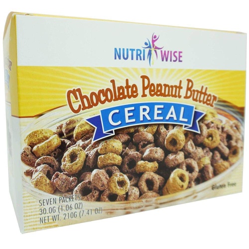  NutriWise - Chocolate Peanut Butter Cereal | 7/Box Healthy Delicious Breakfast | Gluten Free, High Protein, Low Carb, Low Sugar, Low Calorie